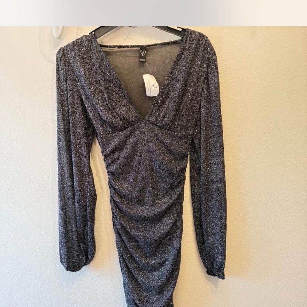 Windsor Shimmering Black Long Sleeve Dress